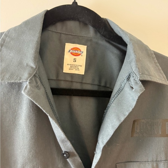 Dickies Work Shirt Small Button Down Gray Lucky Fish Utility Top novelty - Picture 2 of 14